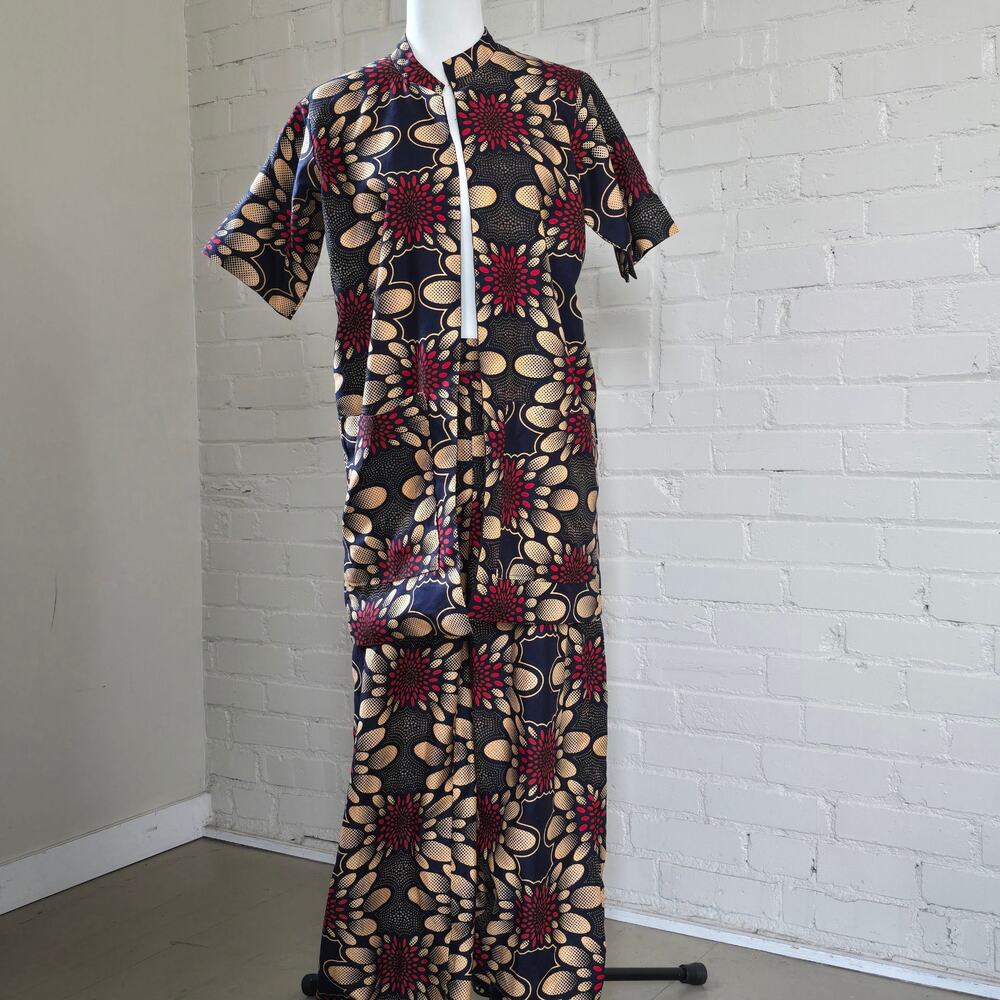 Co-Ord African Wax Print Ankara Top & Pants┃Bold Art To Wear Dopamine Dressing